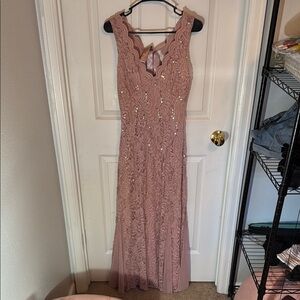 Candalite Blush Pink Sequins Long Dress